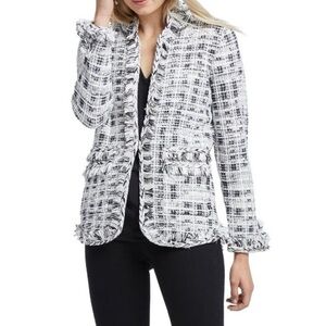 Ebossy Women's Black and White Tweed Jacket Size Large